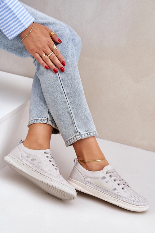 Damskie Skórzane Tenisówki Szare Cloesa