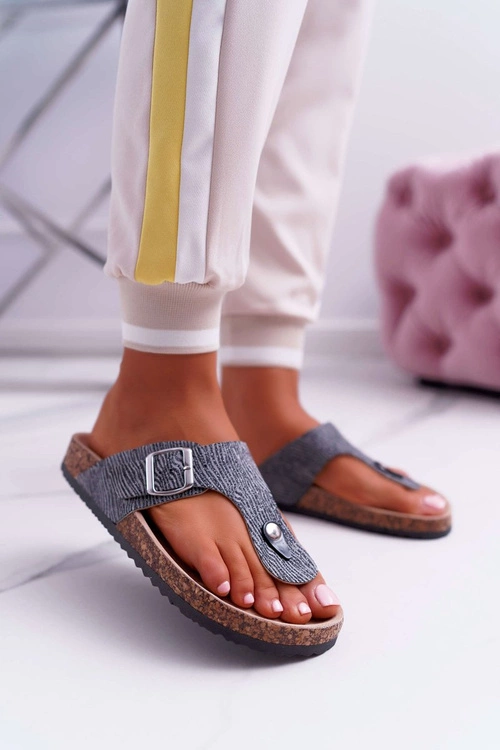 Damskie Klapki Ciemnoszare Japonki Baisan