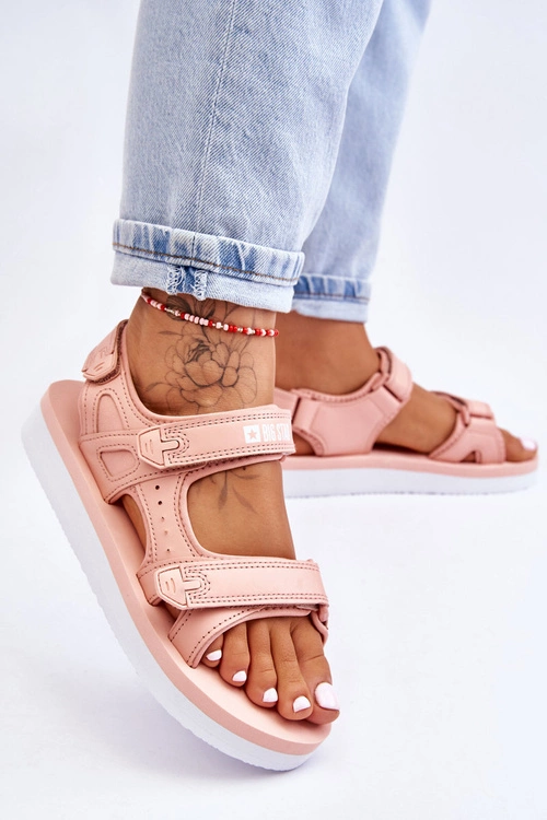 Damskie Sportowe Sandały Na Platformie Big Star LL274788 Różowe