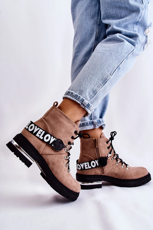 Zamszowe Ocieplane Botki Z Paskiem Brązowe Aurelio