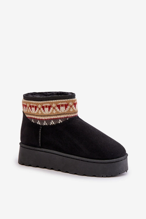 Śniegowce Damskie Ze Wzorem Na Platformie Czarne Avatharia