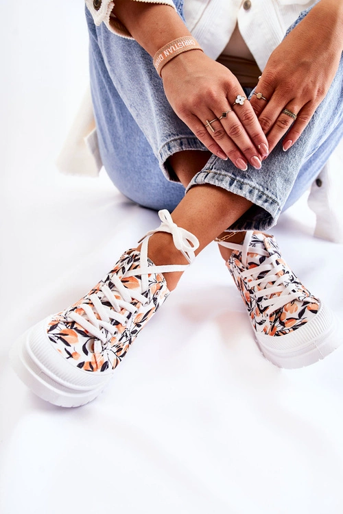 Niskie Trampki Wiązane W Owoce Białe Amissa