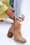 Zamszowe Botki Na Masywnym Obcasie Beżowe Camden