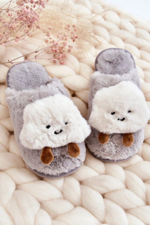 Dziecięce Ocieplane Papcie Z Futerkiem Szare Rubee