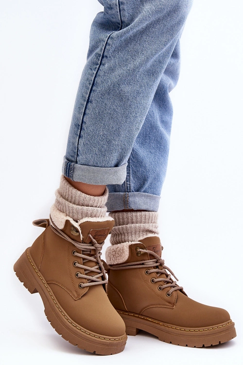 Trapery Damskie Skórzane Z Kożuchem Brązowe Lynnvia