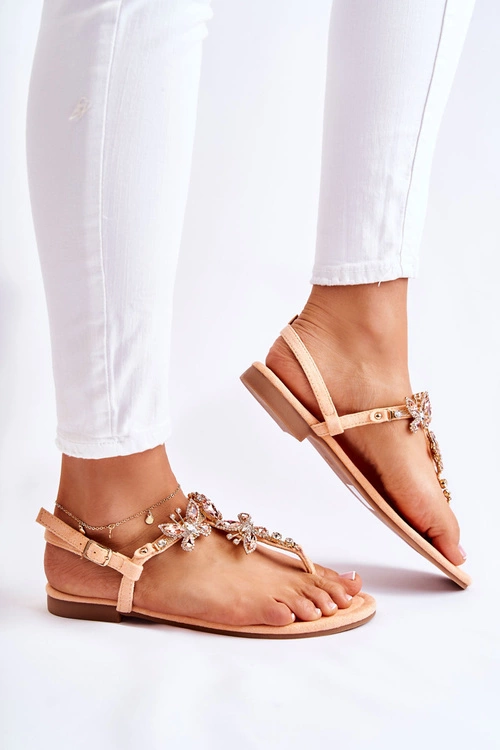 Damskie Sandały Japonki Z Ozdobnymi Motylami Pomarańczowe Lonnie