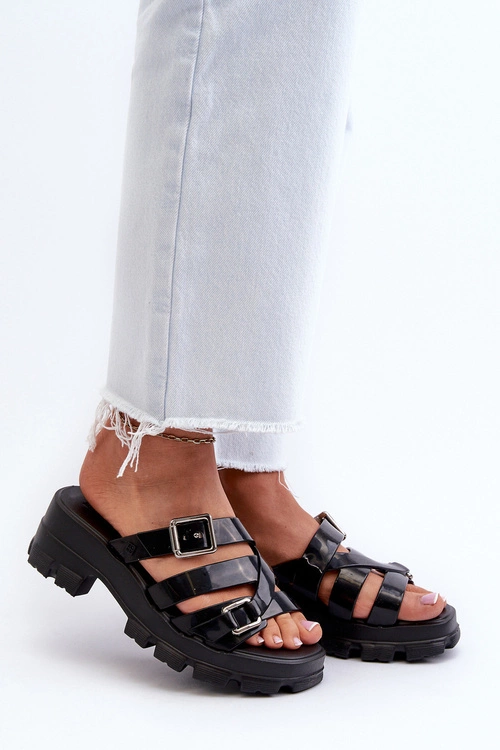 Pachnące Klapki Damskie Na Niskim Obcasie ZAXY NN285043 Czarne