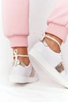 Damskie Skórzane Tenisówki Lewski Shoes 2786-0 Biało-Złote