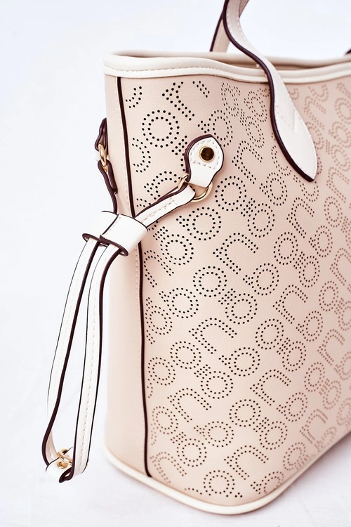 Ażurowa Torebka Shopper Na Ramię NOBO K3160 Beżowa