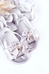 Dziecięce Gumowe Klapki Z Kokardką Srebrne Senari