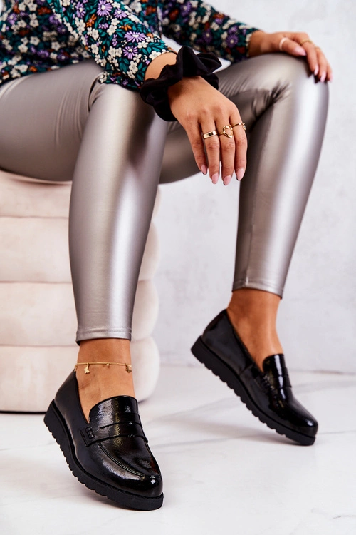 Lakierowane Mokasyny Na Koturnie La.Fi Czarne Alannah