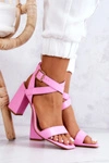 Eleganckie Sandały Na Słupku Różowe Michele