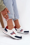 Buty Sportowe Skórzane Damskie Biało-Granatowe Lorvessa