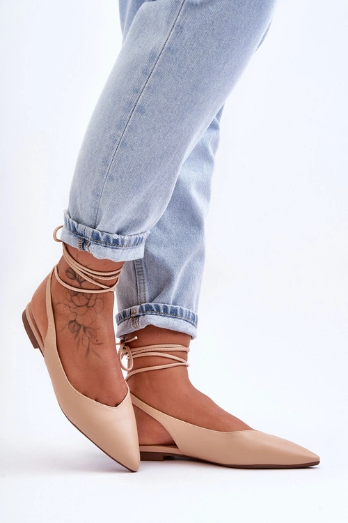 Damskie Wiązane Baleriny Nude Lilly Ann