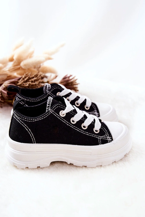 Dziecięce Trampki Na Platformie Czarno-Białe Travel Time