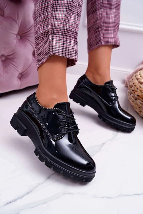 Damskie Półbuty Lakierowane Czarne So What