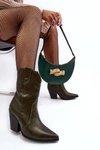 Damskie Botki Kowbojki Na Obcasie Ciemnozielone Melaitia