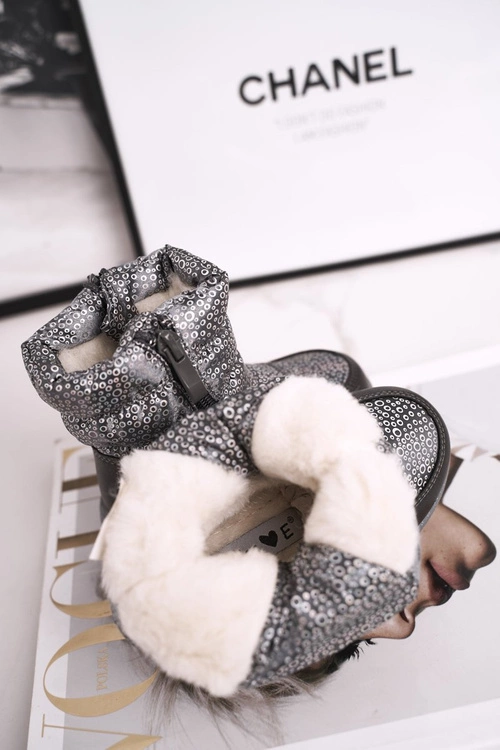 Dziecięce Śniegowce Ocieplane Wełną Szare Cruella