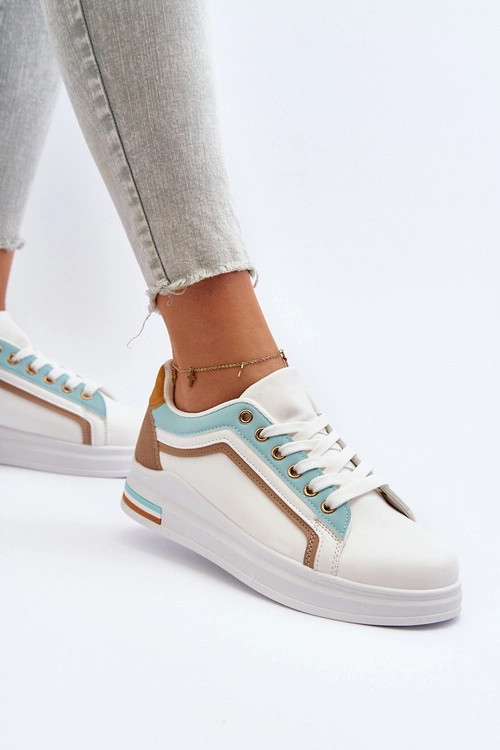 Sneakesy Damskie Z Brokatem Niebieskie Elnami