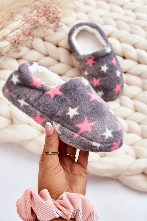 Dziecięce Ocieplane Wsuwane Papcie W Gwiazdy Szare Meyra