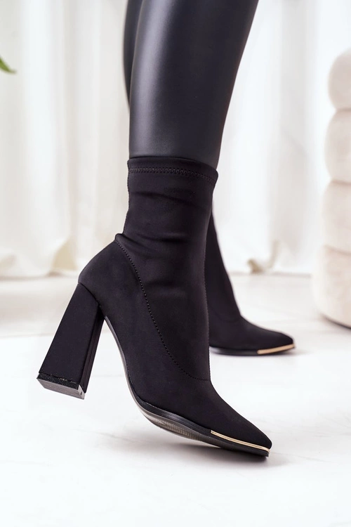 Botki Na Słupku Z Elastycznej Tkaniny Czarne Effect Wow