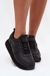 Skórzane Sneakersy Damskie Na Platformie  Big Star OO274573 Hi-Poly System Czarne