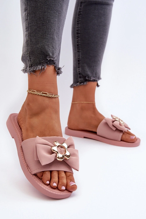 Klapki Damskie Z Kokardą Różowe Arsicada