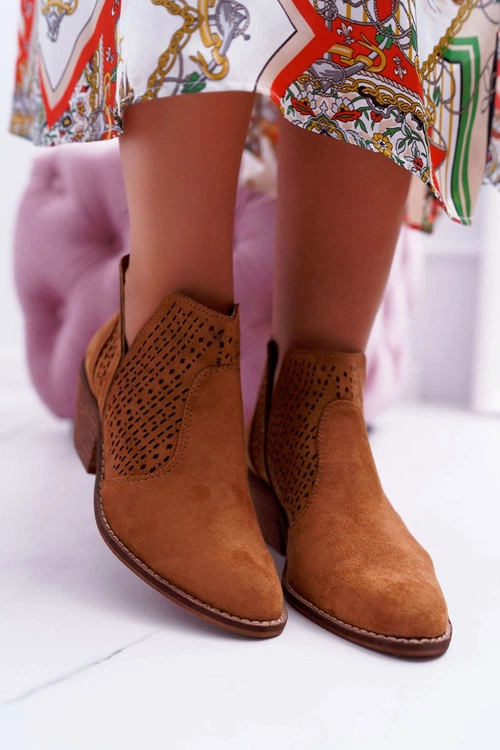 Botki Damskie Wiosenne Kowbojki Camel Matty