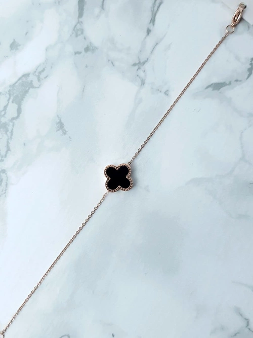 Damska Bransoleta Na Łańcuszku Kwiatek Różowe Złoto Selene