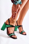 Modne Skórzane Sandałki Na Słupku Zielone Passion