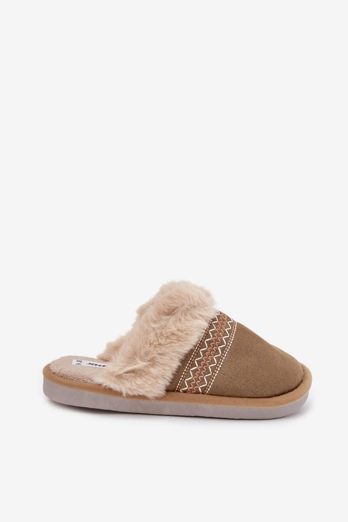 Kapcie Damskie Z Futerkiem I Haftem Zielone Devianne