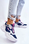 Damskie Lekkie Sportowe Buty Big Star LL274376 Biało-Granatowe