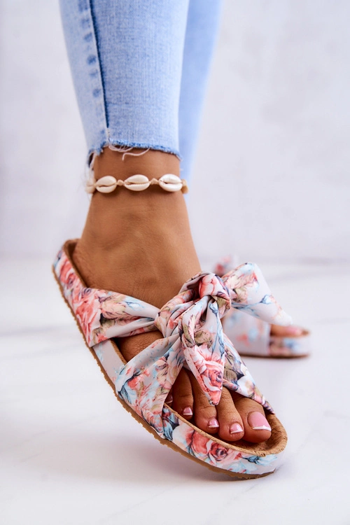 Klasyczne Klapki W Kwiaty Big Star JJ274703 Jasnoszare