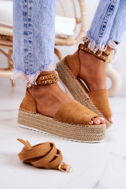 Sandałki Espadryle Na Platformie Camel Jeannie
