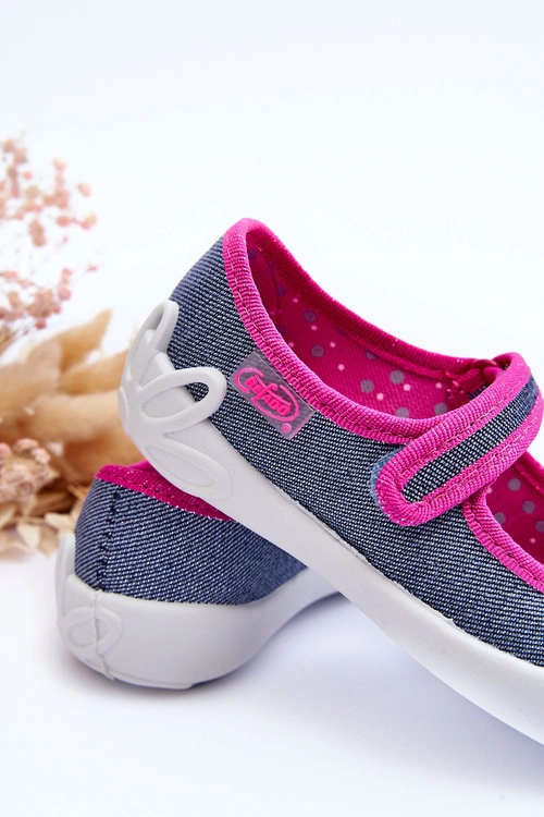 Dziecięce Papcie Baleriny Błyszczące Befado 114X422 Granatowo-Różowe