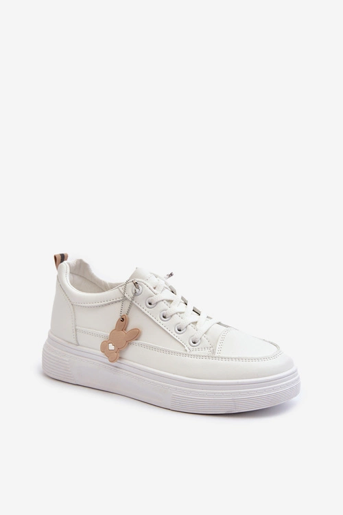 Trampki Buty Sportowe Damskie Na Platformie Z Ozdobą Białe Vinceza 13613