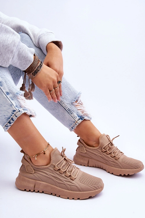 Damskie Wsuwane Buty Sportowe Sneakersy Ciemnobeżowe Rosett