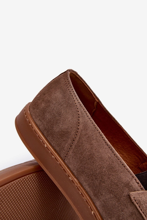 Męskie Zamszowe Loafersy Półbuty Zazoo 1566 Brązowe