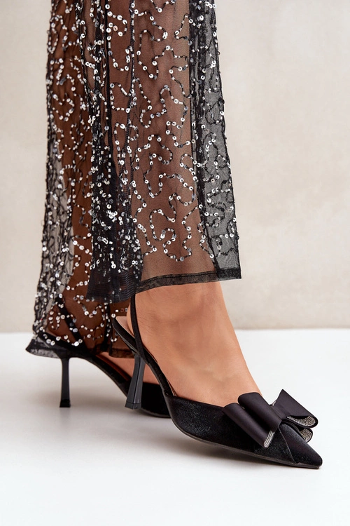 Materiałowe Szpilki Z Kokardą Czarne Selatea