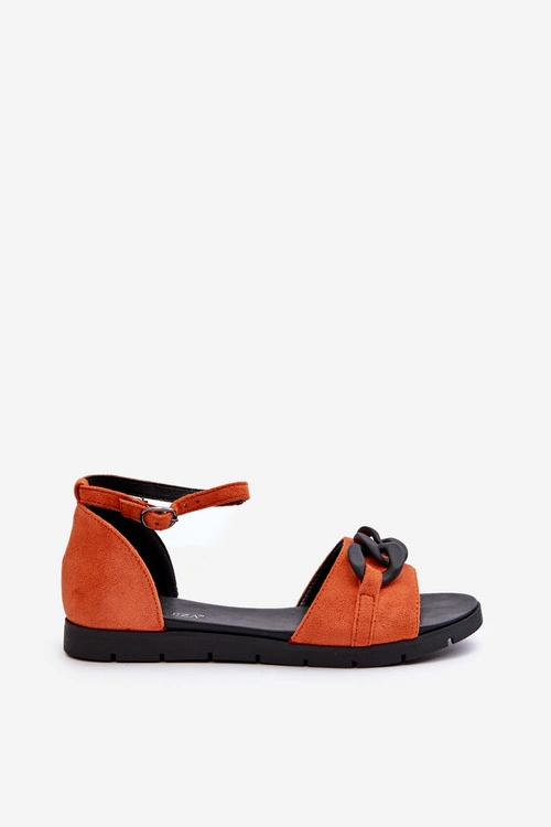 Sandały Damskie Płaskie Z Łańcuchem Vinceza 17320 Pomarańczowe