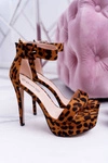 Sandały Damskie na Szpilce Platforma Leopard Welbos