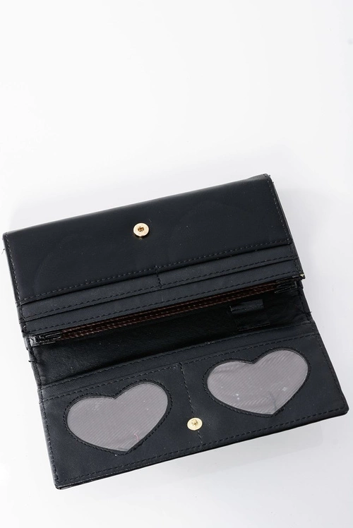 Piękny Damski Czarny Portfel Na Bigiel Zatrzask
