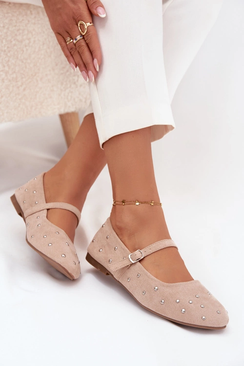 Zdobione Baleriny Damskie Z Paskiem Różowe Olivisse