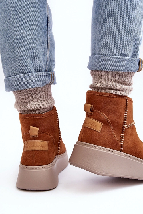 Damskie Zamszowe Śniegowce Maciejka 06257-29 Brązowe