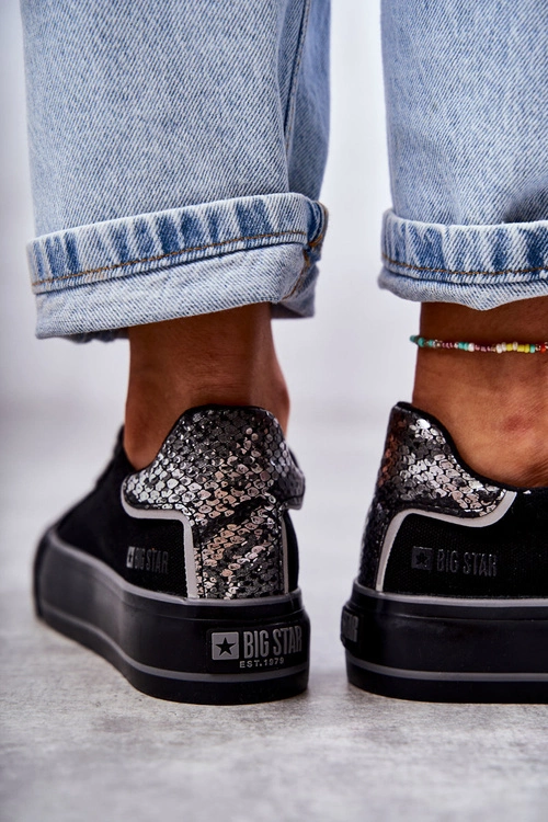 Damskie Materiałowe Trampki Big Star KK274036 Czarne