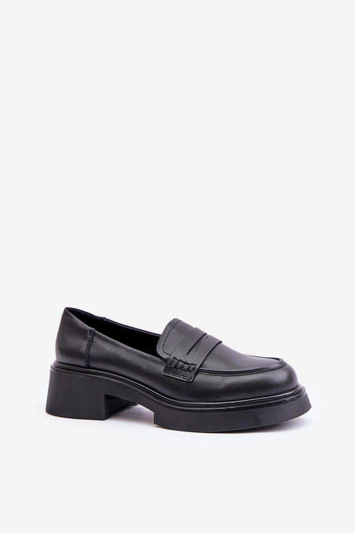 Skórzane Mokasyny Loafersy Damskie D&A JC42-61 Czarne