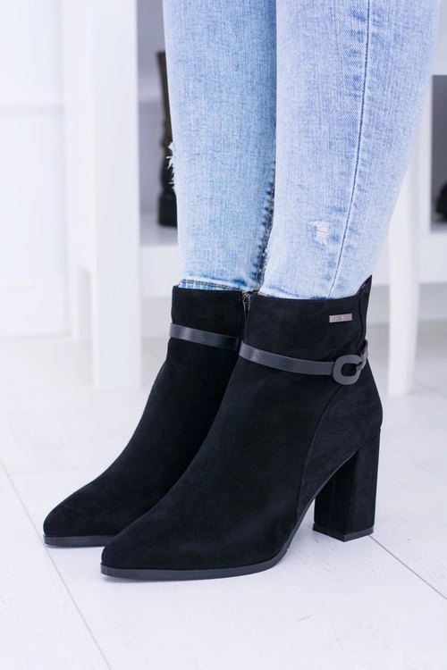 Big Star Czarne Zamszowe Botki Na Słupku BB274383