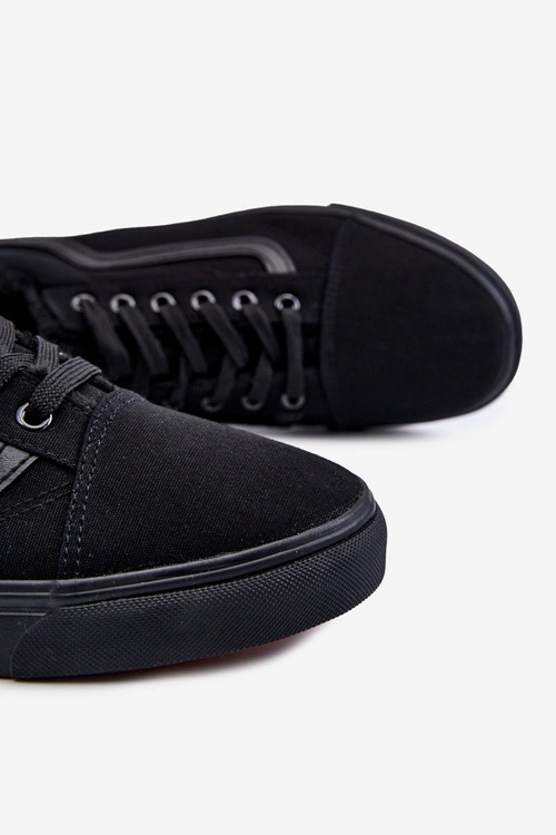 Męskie Materiałowe Trampki Ocieplane Czarne Harry