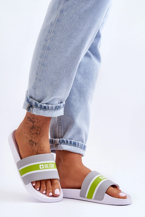 Lekkie Piankowe Klapki Big Star JJ274647 Biało-Szare