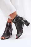 Skórzane Ażurowe Botki Maciejka 05420-01 Czarne